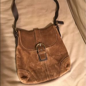 Coach Tan Suede Cross Body Bag with Strap